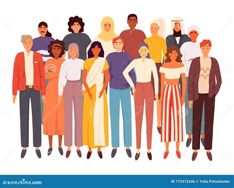 Diverse Multiracial And Multicultural People Of Different Nationalities Vector Illustration