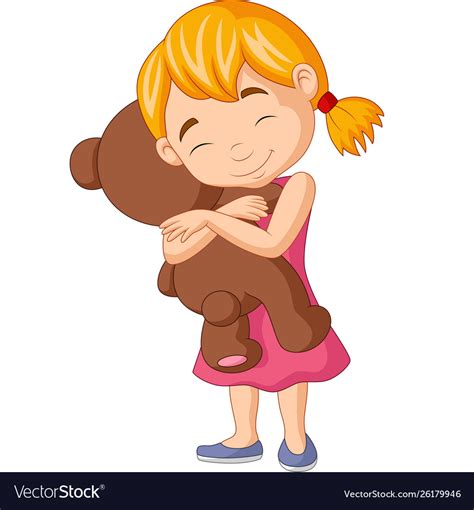 Little Girl Hugging Teddy Bear Royalty Free Vector Image