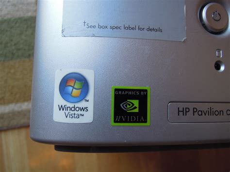 Windows Vista Operating System Sticker On Hp Pavilion Computerdscn8534