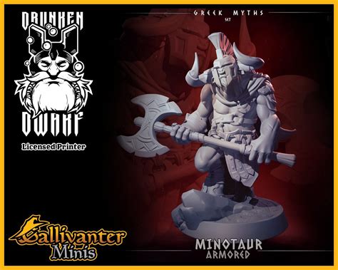 Armored Minotaur Drunken Dwarf Greek Myths 28mm 32mm Dnd Etsy In 2022