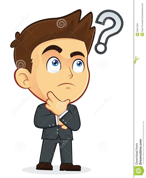 Businessman Touching Chin With Question Mark Stock Image