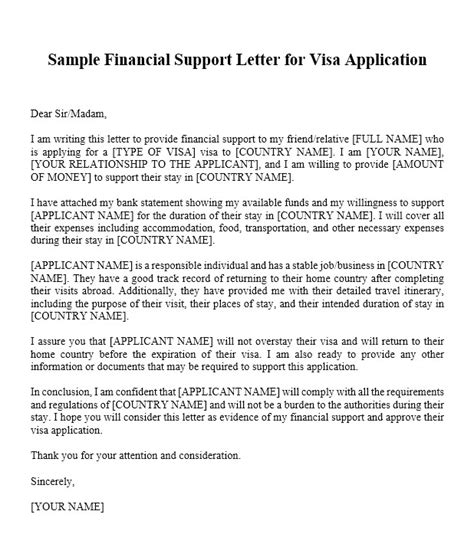 Sample Financial Support Letter Culturo Pedia