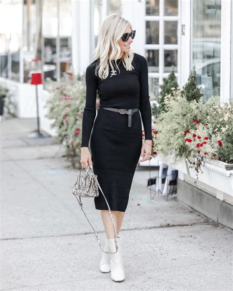 Black Midi Sweater Dress The Glamorous Gal Everything Fashion