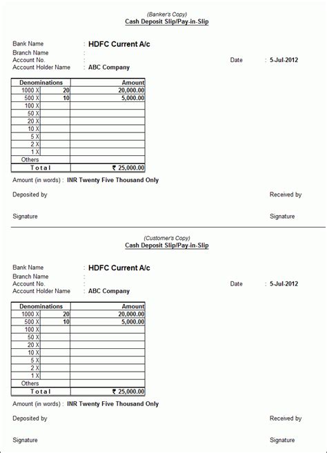 A deposit slip indicates the date, the name of the depositor, the depositor's account. Hdfc Bank Deposit Slip - HDFC Bank Pay In Slip - 2018 2019 ...