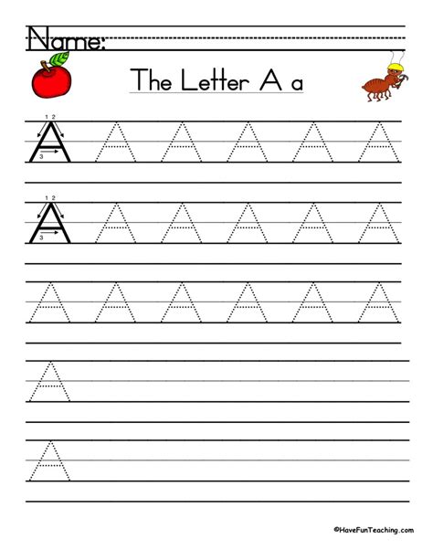 Letter A Handwriting Practice Worksheet By Teach Simple