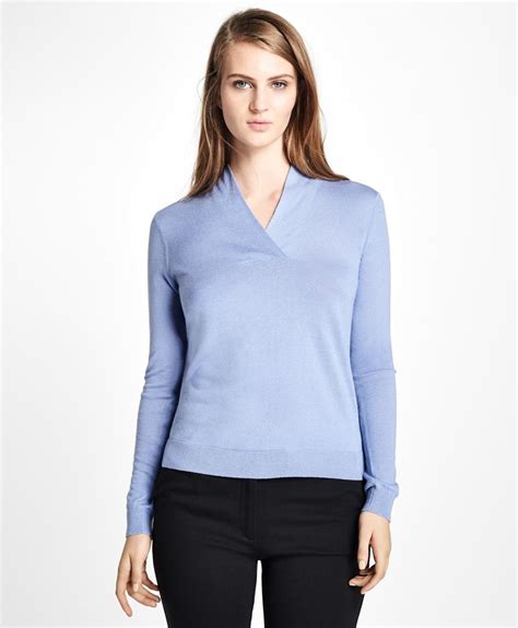 Lyst Brooks Brothers Silk Cashmere Shawl Collar Sweater In Blue