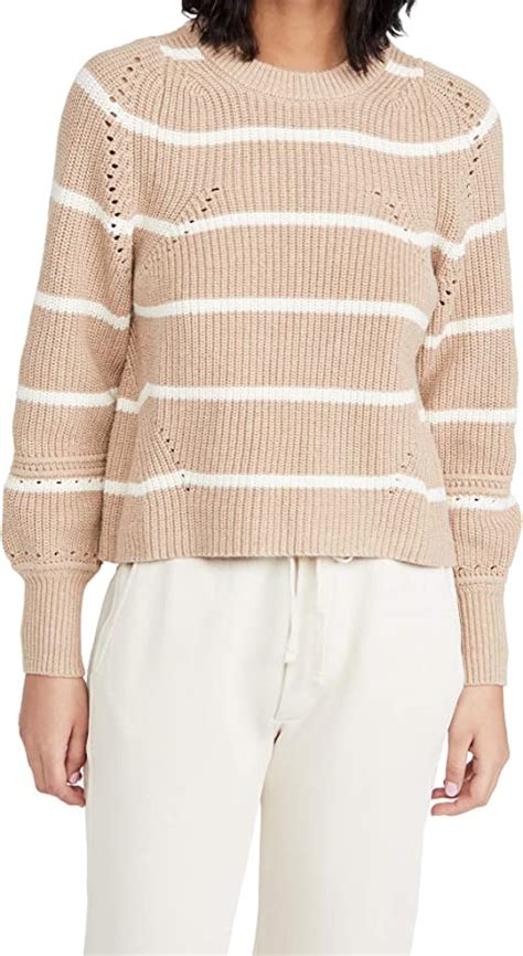 Apiece Apart Womens Celeste Crop Knit Sweater Cream Camel Stripe X