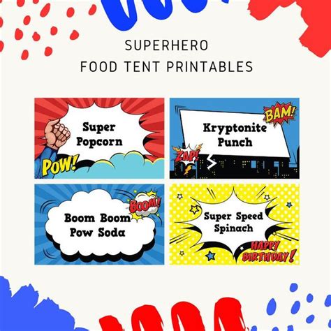 Superhero Party Food Tent Superhero Party Food Labels Etsy Singapore