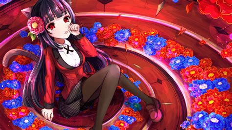 Yumeko Jabami With Flower Hd Kakegurui Wallpapers Hd