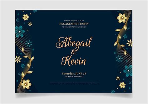 Premium Vector Floral Engagement Invitation Template