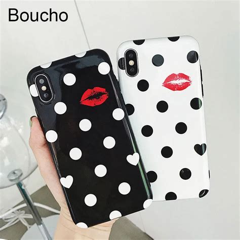 Boucho Fashion Glossy Phone Cases For Iphone 6 6s 7 8 Plus Sexy Kiss Couple Case For Iphone X