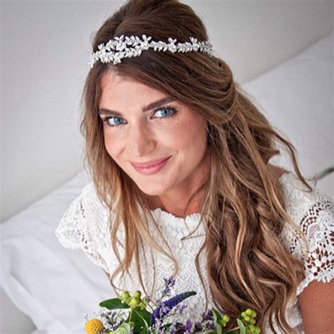 Beautiful Bride Wearing The Bo And Luca Hand Beaded Flora Headpiece On