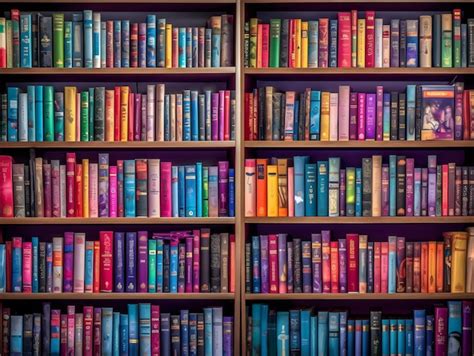 Premium AI Image A Neatly Arranged Lineup Of Colorful Books On A