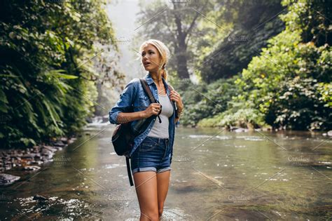 beautiful woman with backpack high quality people images ~ creative market