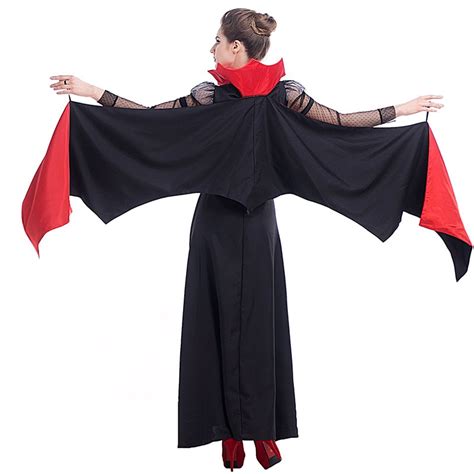 Adult Bat Wings Vampire Costume Halloween Red Cape Ladies Fancy Dress