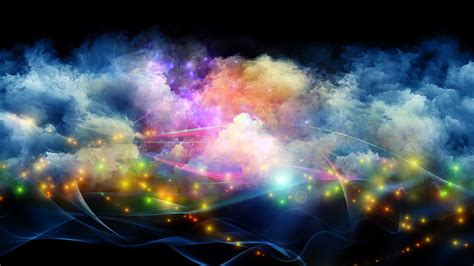 Digital Art Minimalism Colorful Abstract Smoke Galaxy Waves Glowing