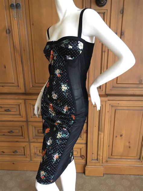 Dandg Dolce And Gabbana Vintage Corset Floral Dress With Sheer Inserts