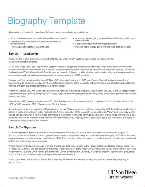 45 Biography Templates Examples Personal Professional Biography