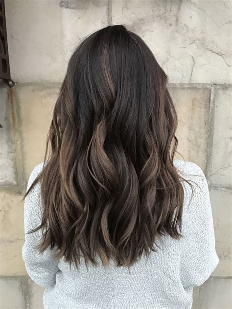 Dimensional Brunette Baby Highlights Balayage Ombré Dark Brown To