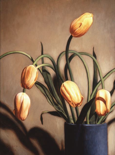 Still Life With Tulips In Blue Vase