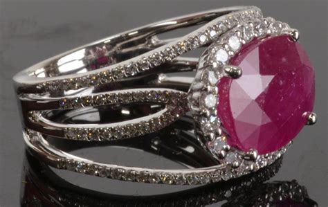 Platinum 55 Carat Ruby And Diamond Ring