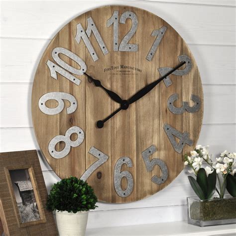 Firstime And Co Farmhouse Slat Wood Wall Clock American Crafted Tan