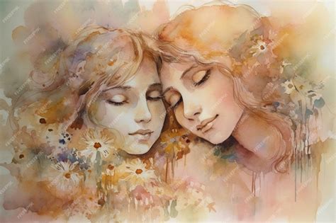 Premium Ai Image A Watercolor Painting Of Two Women Sleeping Together