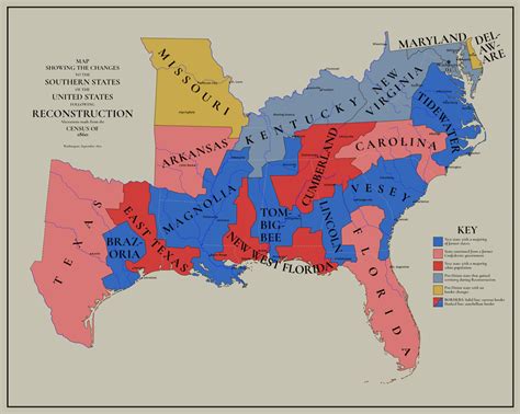 Map Of The Southern United States Following Reconstruction Imaginarymaps