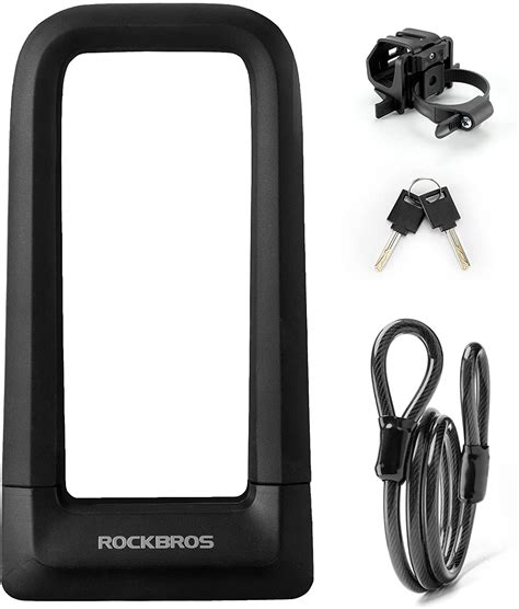 Rockbros Bike U Lock Heavy Duty Anti Theft Bike U Lock With Cable