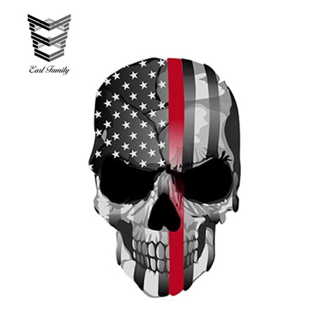 Thin Red Line American Flag Skull Back Patch Sporting Goods Patches