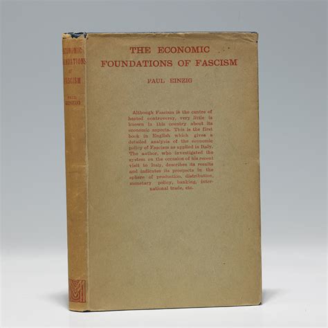 Economic Foundations Of Fascism First Edition Paul Einzig Bauman