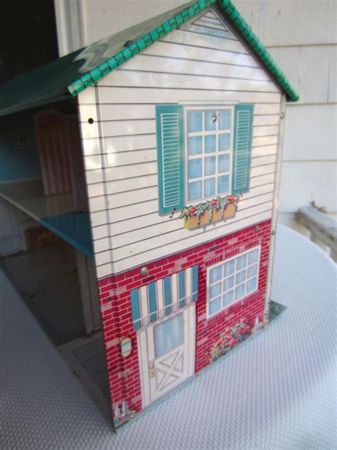 vintage 1960s tin dollhouse wolverine two story by corrnucopia