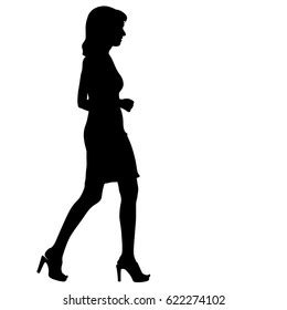 Black Silhouette Woman Standing People On Stock Vector Royalty Free