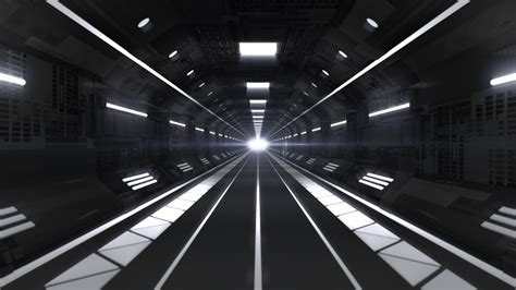 Flying Through Futuristic Spaceship Tunnel Corridor Sci Fi Concept 4k