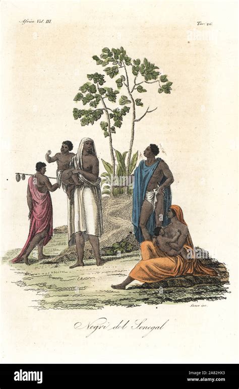 Costumes Of The Wolof People Of Senegal Handcoloured Copperplate