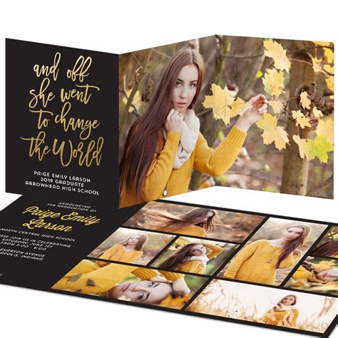 Change The World Trifold Graduation Announcement Pear Tree