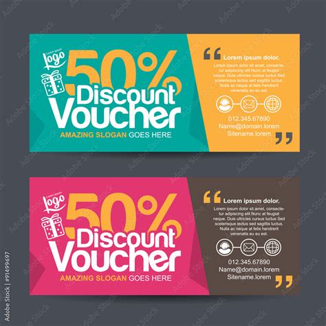 Discount Voucher Template With Colorful Patterncute T Voucher