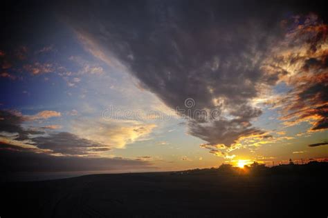 Sunset In Moody Sky Stock Photo Image Of Beach Vignette 116757460