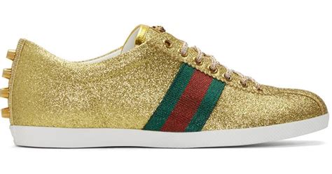 Lyst Gucci Gold Glitter Bambi Sneakers In Metallic For Men