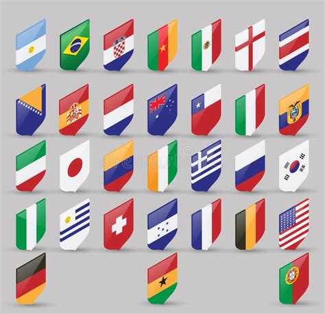 Vector Set Of World Flags Of Sovereign States Isometric View Isolated