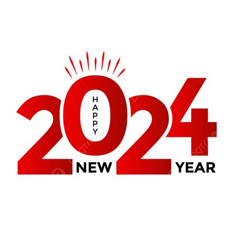 2024 Typography Red Gradient Happy New Year Vector 2024 Happy New