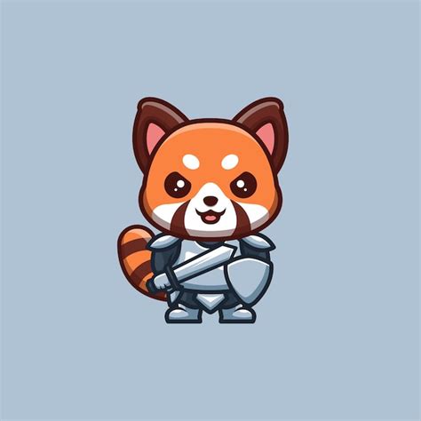 Premium Vector Red Panda Knight Cute Creative Kawaii Cartoon Mascot Logo