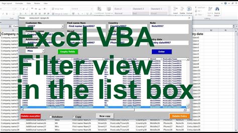 Excel Vba Listbox Filter View In The List Box Automatic Column Width In The List Box Youtube