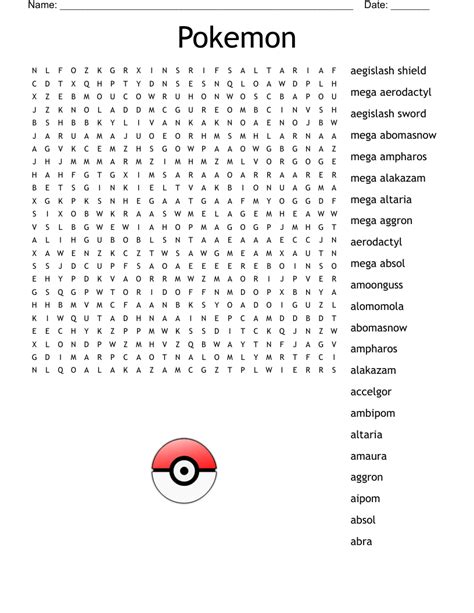 Pokemon Word Search Wordmint
