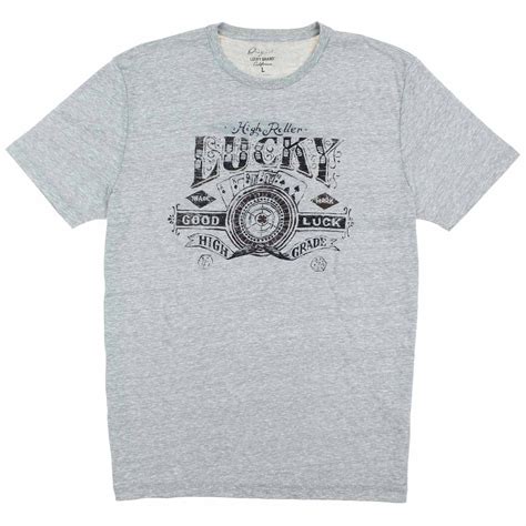 Lucky Brand Lucky Brand Mens Graphic Tee Shirt Grey High Roller Xx