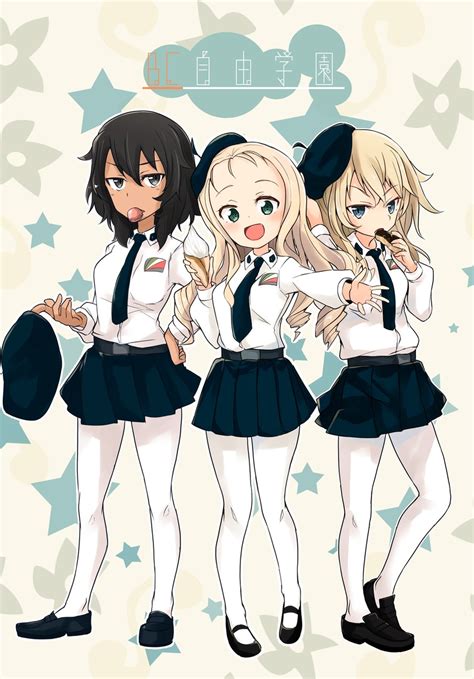 Andou Oshida And Marie Girls Und Panzer Drawn By Barashiya Danbooru