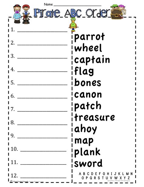 Alphabetical Order Words Worksheet