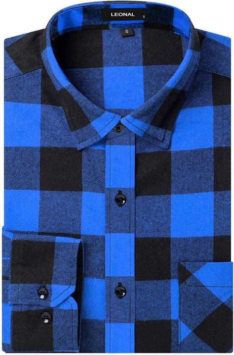 Leonal Mens Dress Long Sleeve Buffalo Plaid Checked Flannel Shirt Ebay