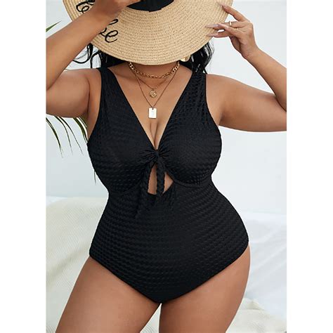 Large Womens Swimsuit Wholesale Sexy Solid Textured Hollow Bikini