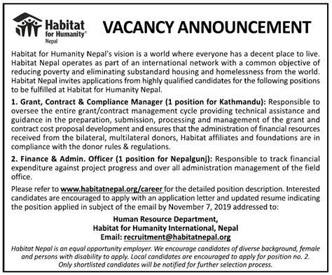 The admin has to take overview and control of the hiring, inventories, stocks, and all other non specific activities. Finance & Admin Officer Job Vacancy in Nepal - Habitat for ...